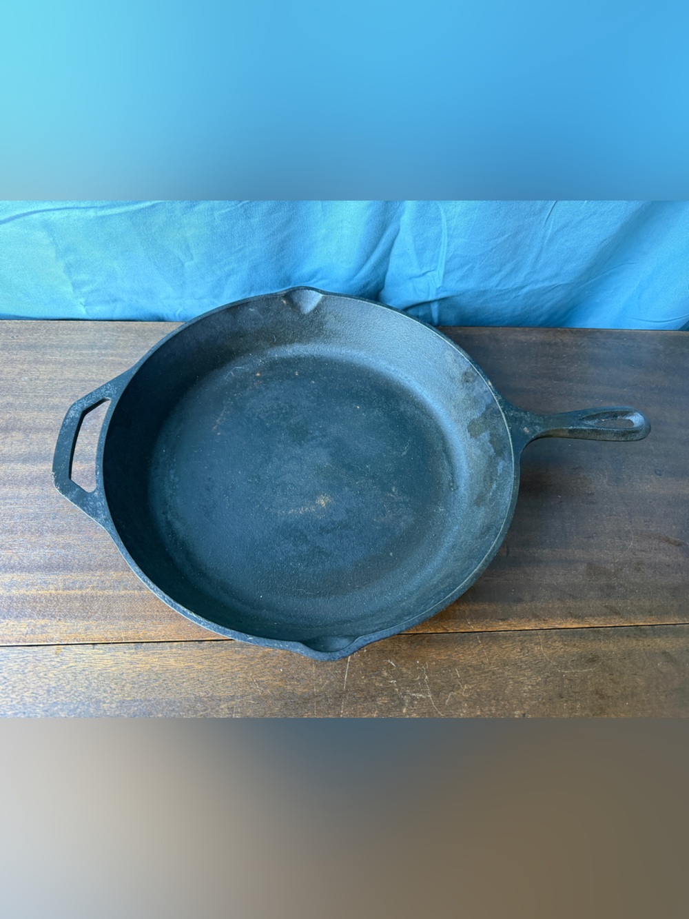 Lodge 10SK Cast Iron Skillet 12" Pan USA Helper Handle Dual Spouts Heavy Duty